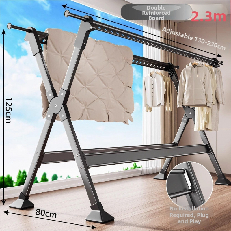 Sklopivi stalak za sušenje rublja za balkon, podni stalak, unutarnja i vanjska upotreba, od aluminijske legure.