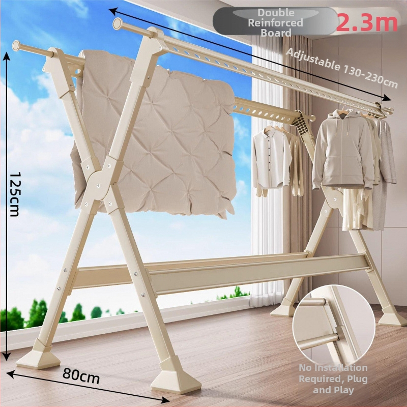 Sklopivi stalak za sušenje rublja za balkon, podni stalak, unutarnja i vanjska upotreba, od aluminijske legure.