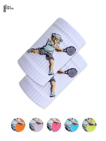 Zglobna narukvica za tenis i badminton, originalni retro stil, upija znoj, zaštita zapešća, prilagodljivi dodatak s piksel detaljima
