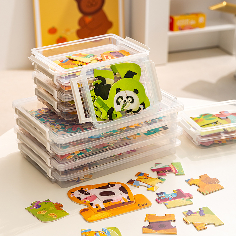 Deer kutija za pohranu puzzle dijelova s prozirnim pregradama – prašini otporan stolni organizator za dječje igračke, 6 L