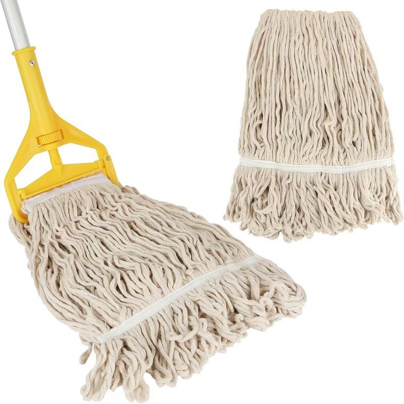 Pamuk mop za drvene podove, s odvojivom, pranjem glavom s voskom i aluminijskim držačem