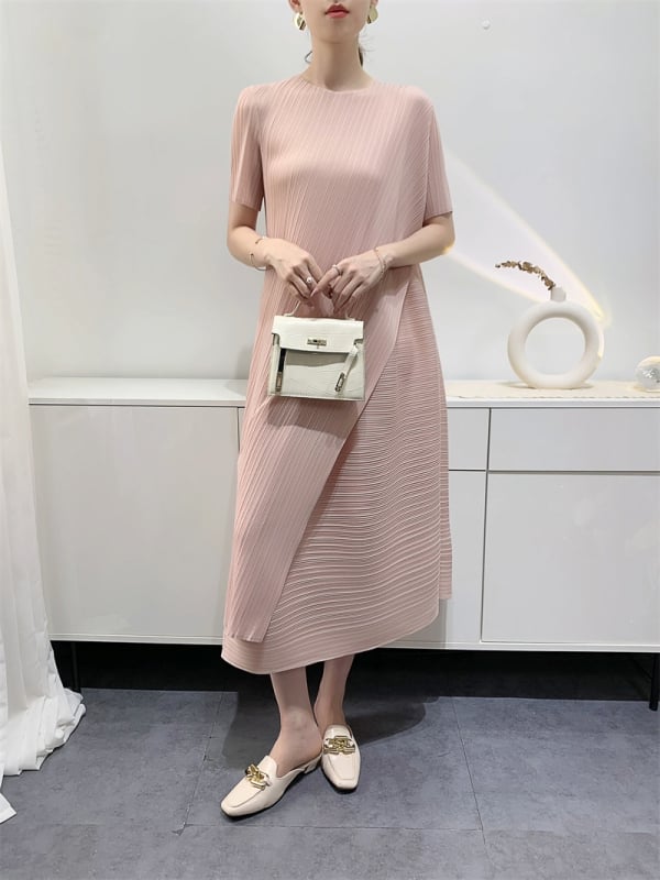 Ženska plisirana haljina za ljeto, elegantna, ležernog kroja, midi duljine, udobna, casual