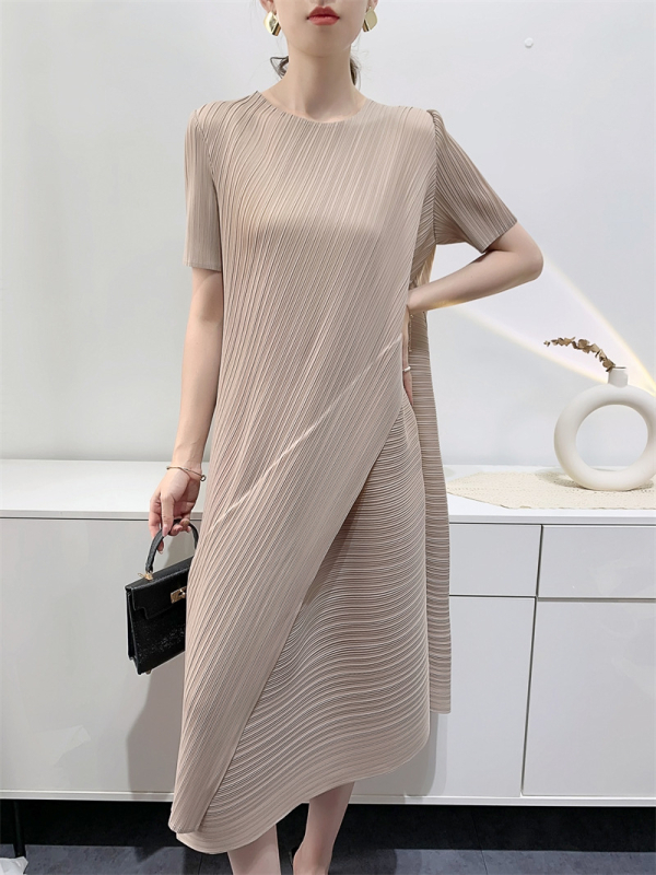 Ženska plisirana haljina za ljeto, elegantna, ležernog kroja, midi duljine, udobna, casual