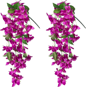 Umjetne Bougainvillea i zelene biljke za vjenčanje, kućnu dekoraciju i pejzažne scene, viseći zid ljubičaste boje