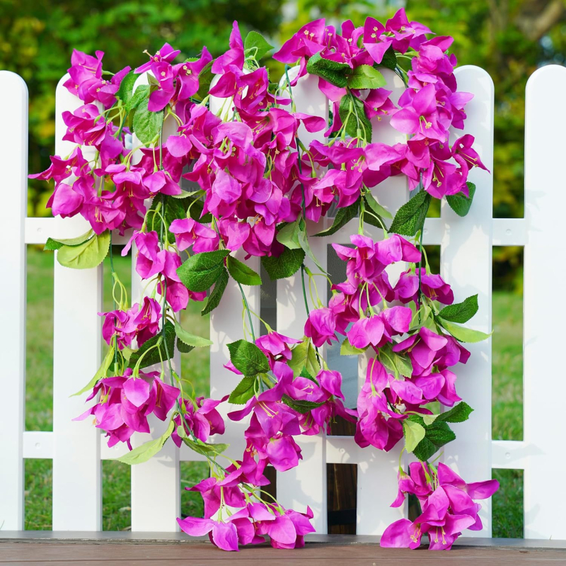 Umjetne Bougainvillea i zelene biljke za vjenčanje, kućnu dekoraciju i pejzažne scene, viseći zid ljubičaste boje
