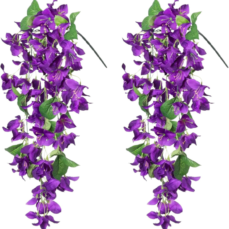 Umjetne Bougainvillea i zelene biljke za vjenčanje, kućnu dekoraciju i pejzažne scene, viseći zid ljubičaste boje
