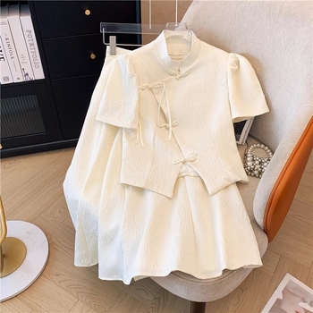 Ženski set s jacquard topom i suknjom, ljeto, plus veličina, elegantan i moderan dvodijelni komplet