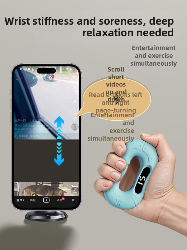 Intelligens szilikon fogás-erősítő ujjak edzésére, Bluetooth-számlálóval és videó lapozási funkcióval