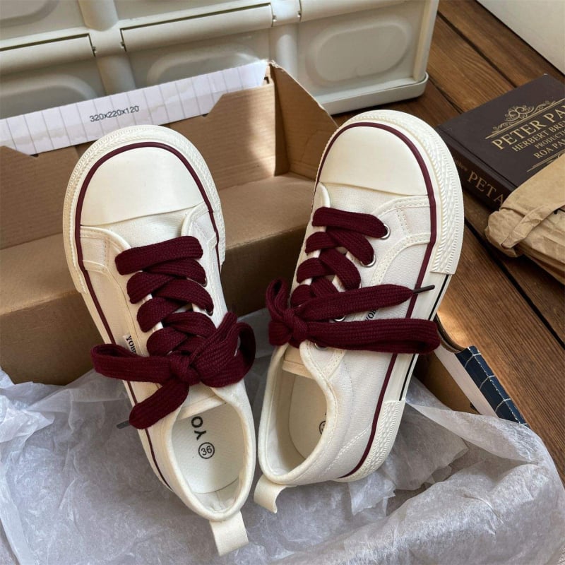 Maimaijia Mango Toe καμβά παπούτσια για γυναίκες, 2025 φθινόπωρο, χαμηλό ύψος, λευκά, casual αθλητικά παπούτσια