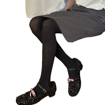 IOULOR Пролетно-лятни корейски MIU Slimming leggings за жени, анти заплитане, памучни чорапогащници с вертикални ивици