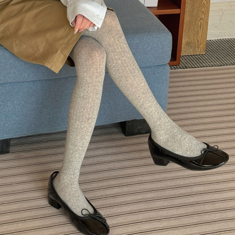 IOULOR Пролетно-лятни корейски MIU Slimming leggings за жени, анти заплитане, памучни чорапогащници с вертикални ивици