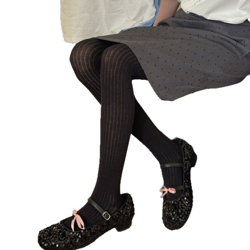 IOULOR Пролетно-лятни корейски MIU Slimming leggings за жени, анти заплитане, памучни чорапогащници с вертикални ивици