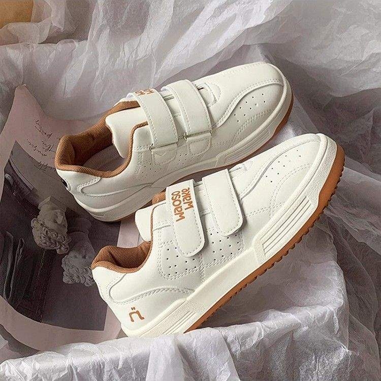 Maillard Bread Shoes ženske tenisice s Velcro kopčom, bijele casual tenisice s debelom potplatom