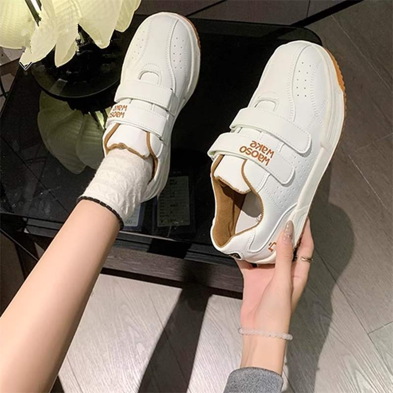 Maillard Bread Shoes ženske tenisice s Velcro kopčom, bijele casual tenisice s debelom potplatom