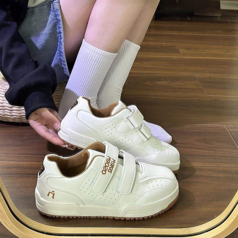 Maillard Bread Shoes ženske tenisice s Velcro kopčom, bijele casual tenisice s debelom potplatom