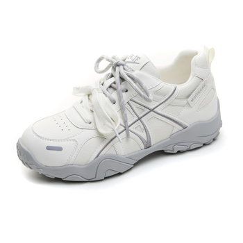 Γυναικείες casual sneakers από γνήσιο δέρμα με αύξηση ύψους, λευκές, με στρογγυλή μύτη, υψηλό επάνω μέρος, 3–5 cm