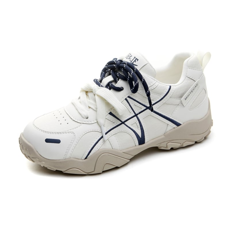 Γυναικείες casual sneakers από γνήσιο δέρμα με αύξηση ύψους, λευκές, με στρογγυλή μύτη, υψηλό επάνω μέρος, 3–5 cm