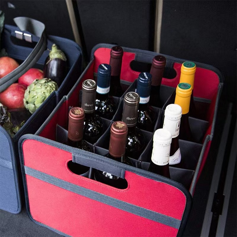 Kutija za vino za automobil, 9 boca, sklopiva, organizator prtljažnika, 600D Oxford platno