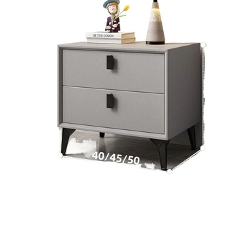 Nočný stolík z masívneho dreva s koženým čalúnením, moderný minimalistický úložný nábytok do spálne