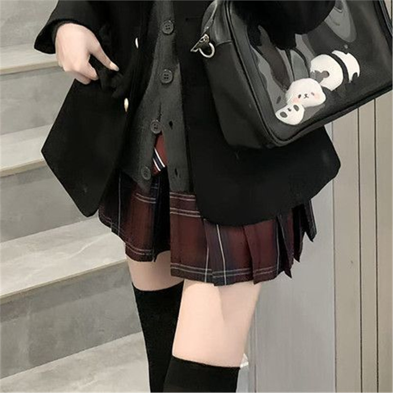 Autentičan JK set za žene, jesen-zima, stil fakulteta, haljina s pletenim kardiganom, cijeli slojeviti outfit.