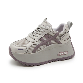 Ženske tenisice s 7 cm debelom potplatom, kožni gornji dio, prozračne, povećanje visine, casual stil