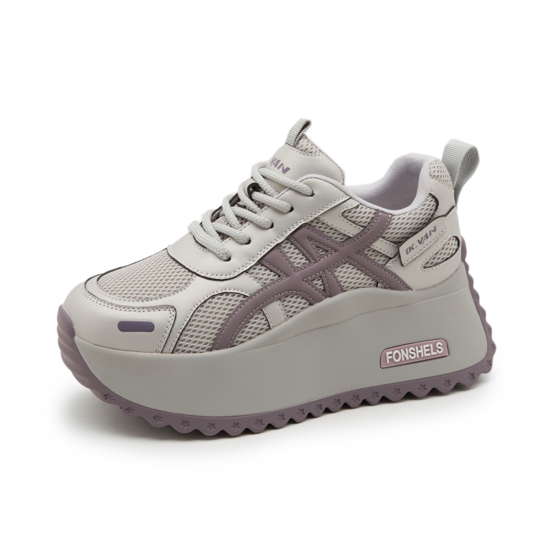 Ženske tenisice s 7 cm debelom potplatom, kožni gornji dio, prozračne, povećanje visine, casual stil