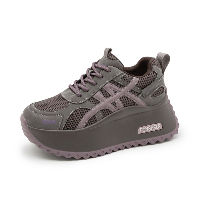 Ženske tenisice s 7 cm debelom potplatom, kožni gornji dio, prozračne, povećanje visine, casual stil