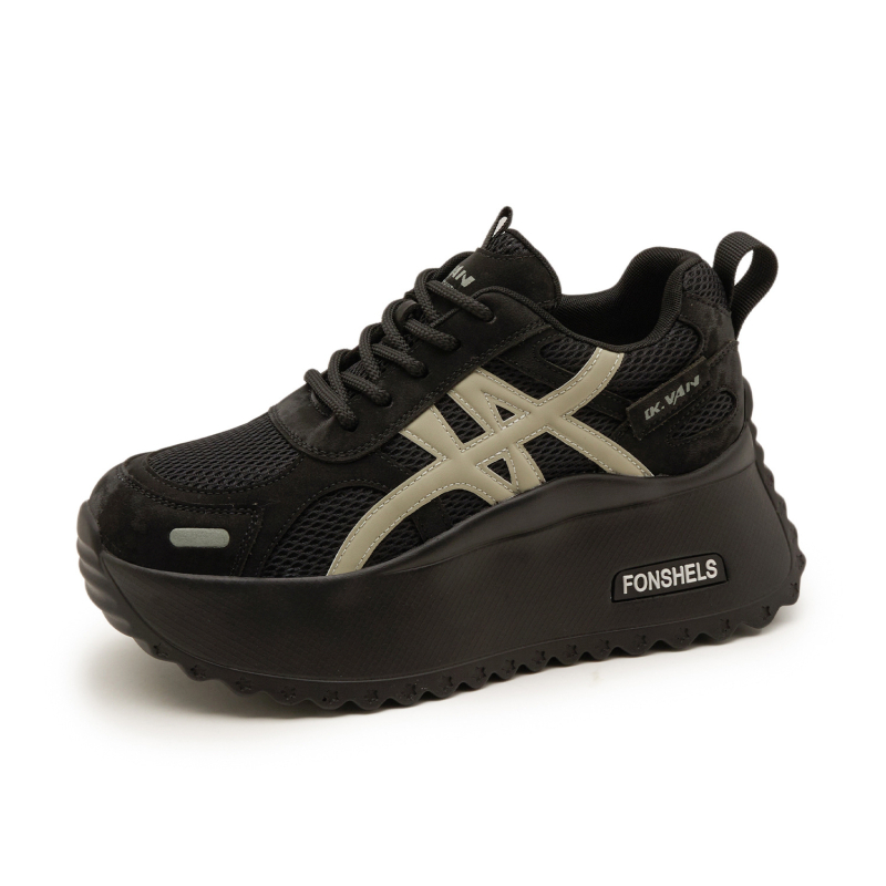 Ženske tenisice s 7 cm debelom potplatom, kožni gornji dio, prozračne, povećanje visine, casual stil