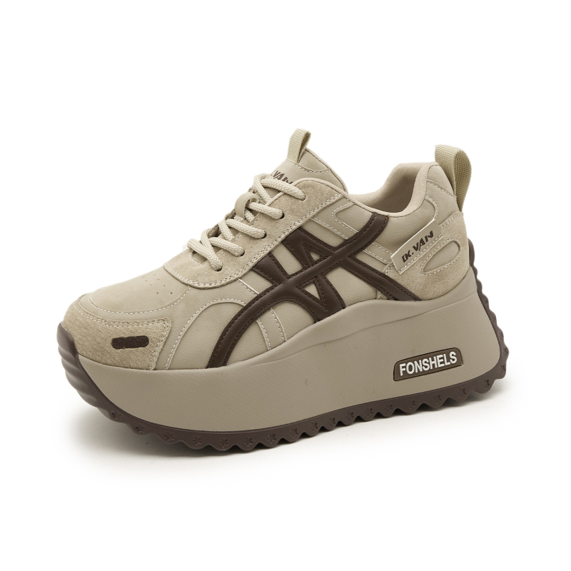 Ženske tenisice s 7 cm debelom potplatom, kožni gornji dio, prozračne, povećanje visine, casual stil