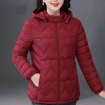 Palton din bumbac cu glugă, căptușeală ușoară, toamnă-iarnă, plus size, pentru femei de vârstă mijlocie și în vârstă