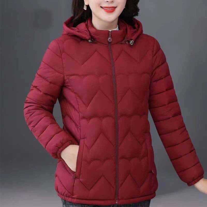 Palton din bumbac cu glugă, căptușeală ușoară, toamnă-iarnă, plus size, pentru femei de vârstă mijlocie și în vârstă
