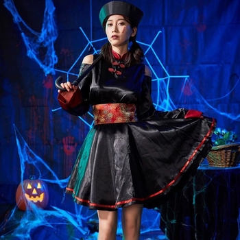 Ženski kostim za Halloween – haljina zombie s lubanjom