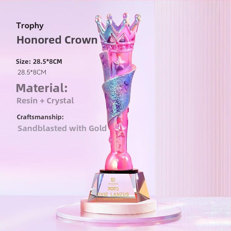 Trofej od smole s šarenom petokrakom zvijezdom, gravirani natpis, poklon za zaposlenike