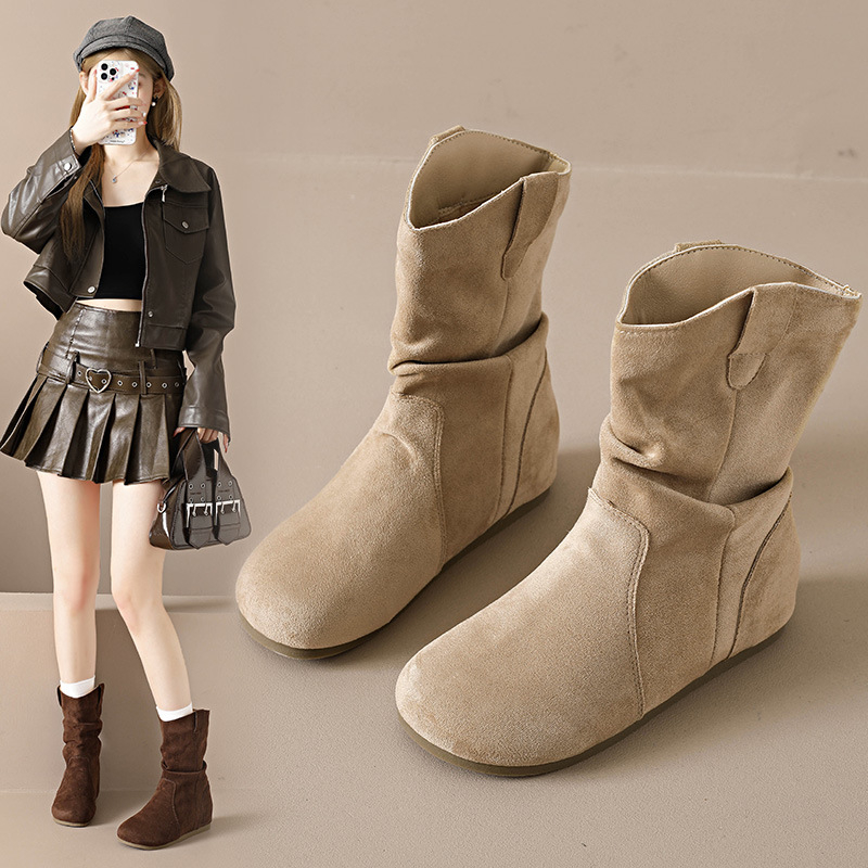 Ženske kratke čizme u stilu Birkenstock, 7 cm povećanje visine, retro dizajn, jesenska kolekcija 2025, prava koža