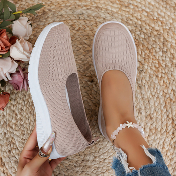 Γυναικεία παπούτσια slip-on, αναπνέοντα, ελαφρά, καθημερινά, σε μεγάλα μεγέθη, καλοκαίρι 2025