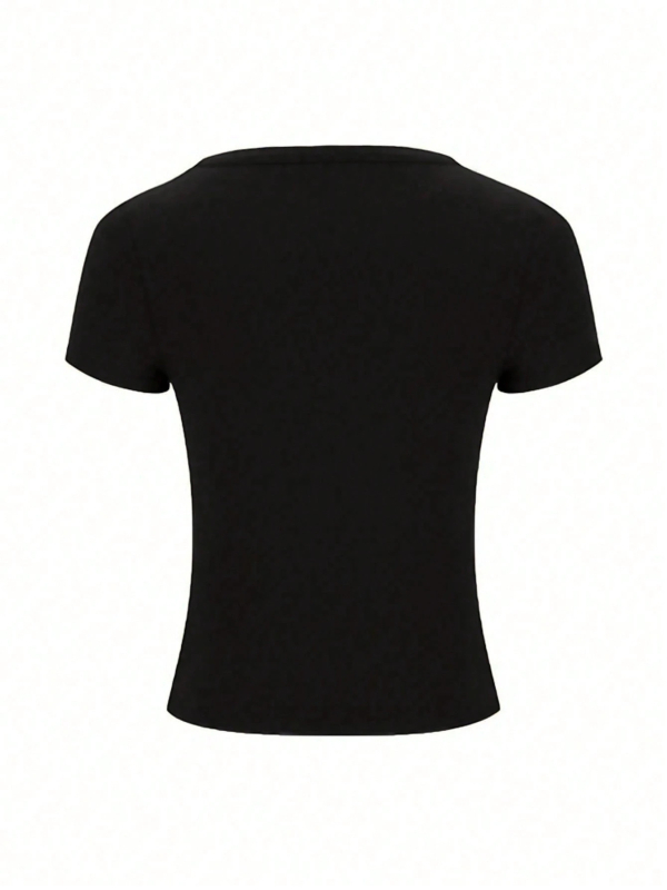 2025 Ženski T-shirt s V-izrezom, kratki rukavi, uski kroj, Y2K moda