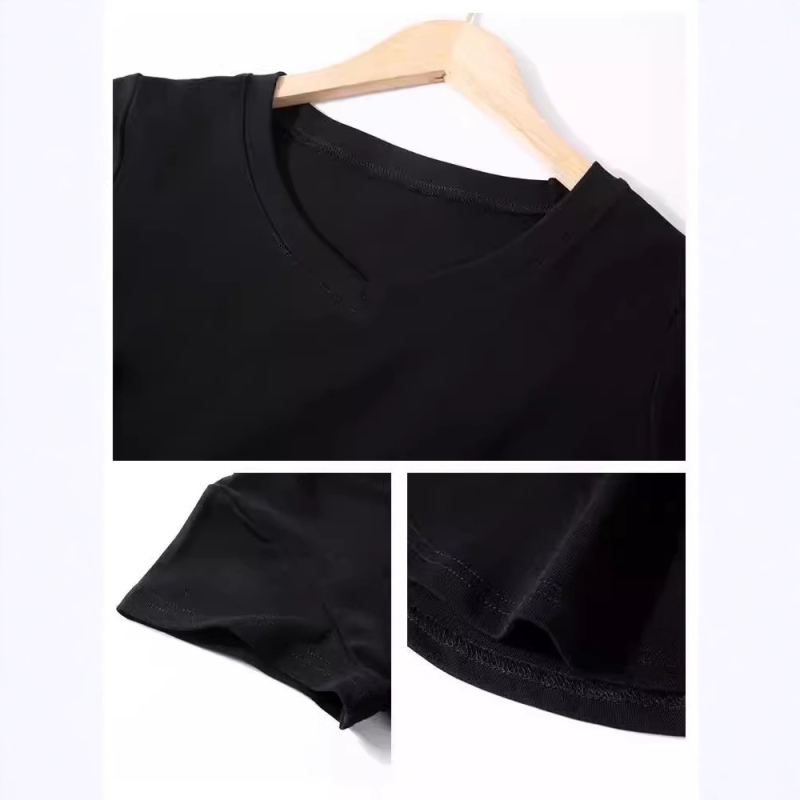 Mia Anna Ženski ljetni T-shirt s kratkim rukavima, V izrezom, uski kroj, rayon