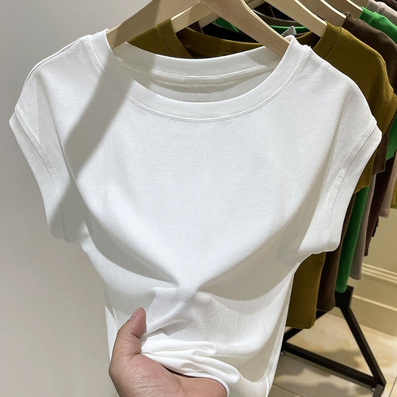 Ženski slobodan kratki T-shirt s batwing rukavima, okrugli izrez, lagani ljetni gornji dio za slojevito odijevanje u proljeće