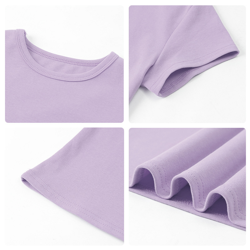 Ženski T-shirt kratkih rukava s U-dekolteom, uski struk, ljubičasta, ljeto 2025