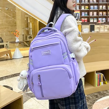 Nylonový batoh, unisex, viacúčelový pre školu a cestovanie, mestský štýl, 20–35 l, vhodný pre 14" notebook, jednofarebný, výstelka z polyesteru, popruhy s vzduchovým vankúšom