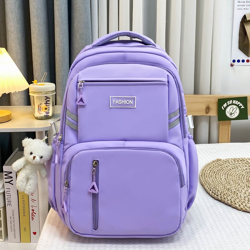 Nylonový batoh, unisex, viacúčelový pre školu a cestovanie, mestský štýl, 20–35 l, vhodný pre 14" notebook, jednofarebný, výstelka z polyesteru, popruhy s vzduchovým vankúšom