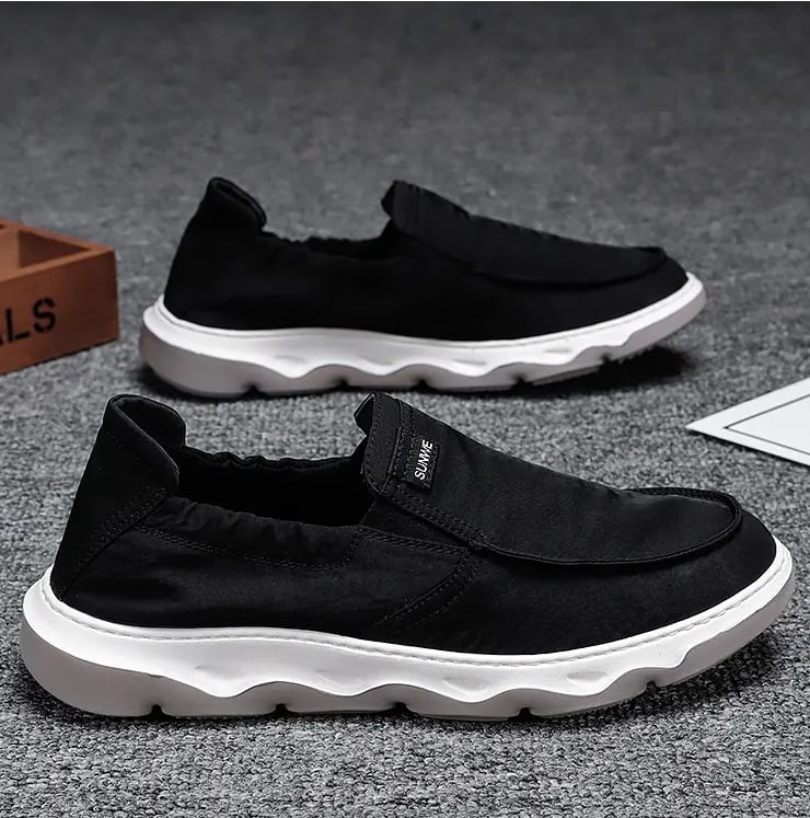 Pantofi bărbați din pânză, slip-on, vară 2025, ușori, talpă moale subțire, respirabili, din țesătură Ice Silk, în stil Beijing vechi