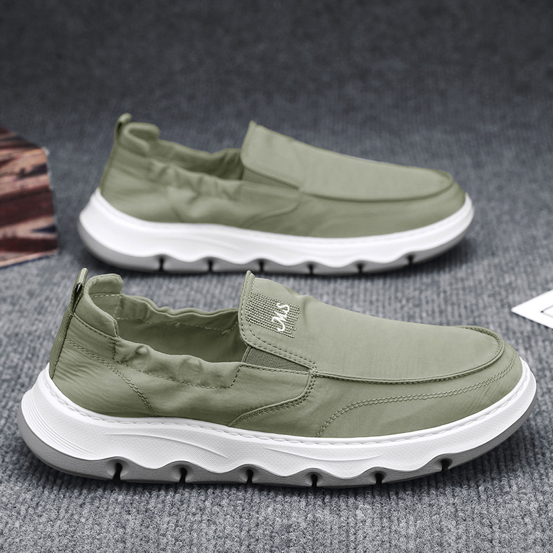 Pantofi bărbați din pânză, slip-on, vară 2025, ușori, talpă moale subțire, respirabili, din țesătură Ice Silk, în stil Beijing vechi