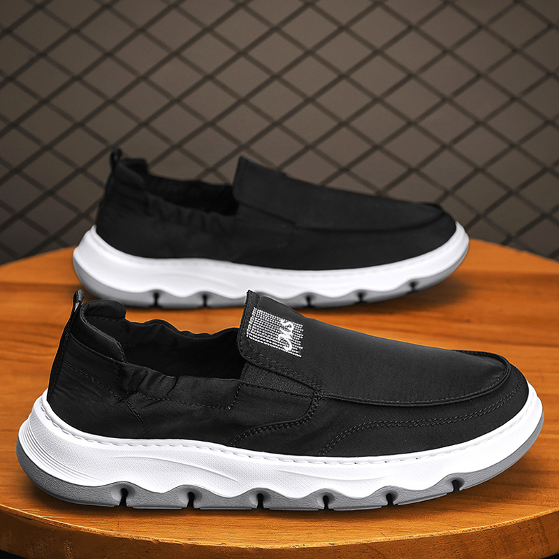 Pantofi bărbați din pânză, slip-on, vară 2025, ușori, talpă moale subțire, respirabili, din țesătură Ice Silk, în stil Beijing vechi