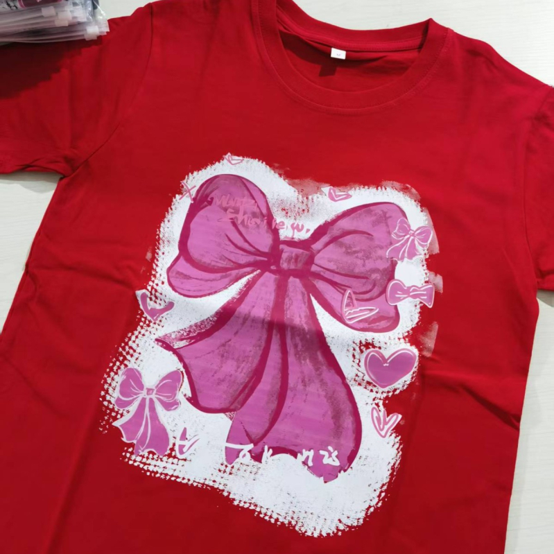 Ženski pamučni T-shirt kratkih rukava s mašnicom, 300 g teški pamuk, ležeran kroj za ljeto