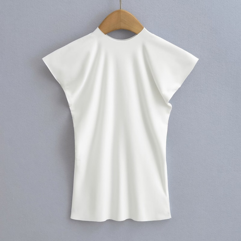2024 ljeto ženski T-shirt kratkih rukava, uski kroj, okrugli izrez, jednostavna boja