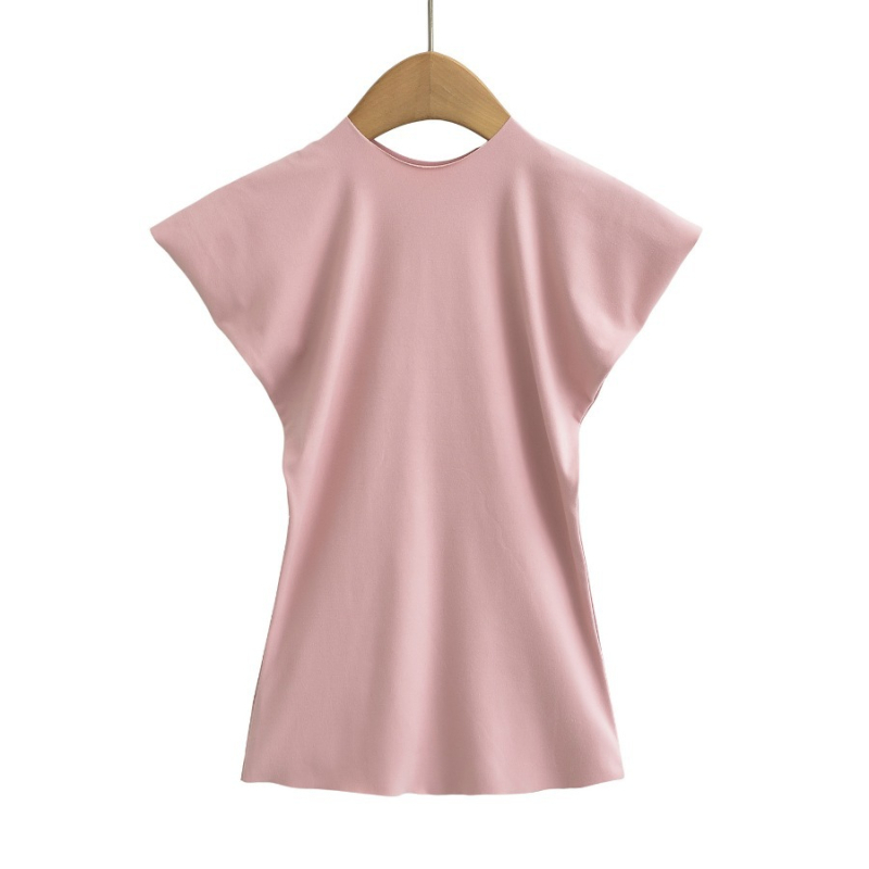 2024 ljeto ženski T-shirt kratkih rukava, uski kroj, okrugli izrez, jednostavna boja