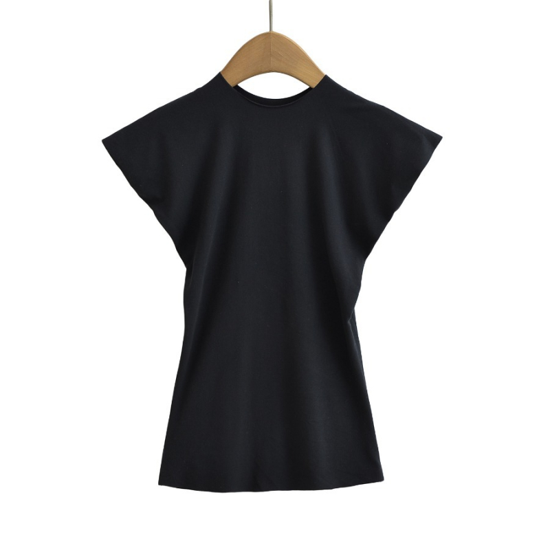 2024 ljeto ženski T-shirt kratkih rukava, uski kroj, okrugli izrez, jednostavna boja
