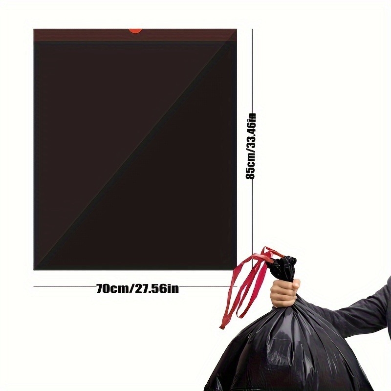Velika crna vrećica za otpad s šnurlom i ručkom, ojačana, automatsko zatvaranje, 70×85 cm
