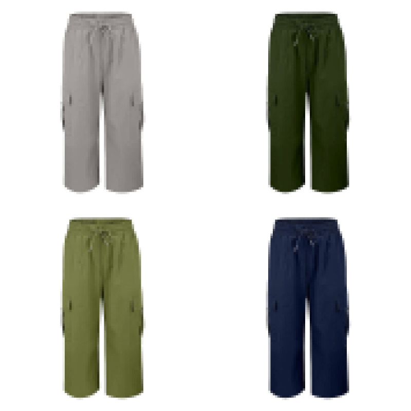 Ženske cargo hlače za ljeto, visoki struk, slobodan kroj, brzo sušeći ice-silk materijal, radni stil, kapri duljina